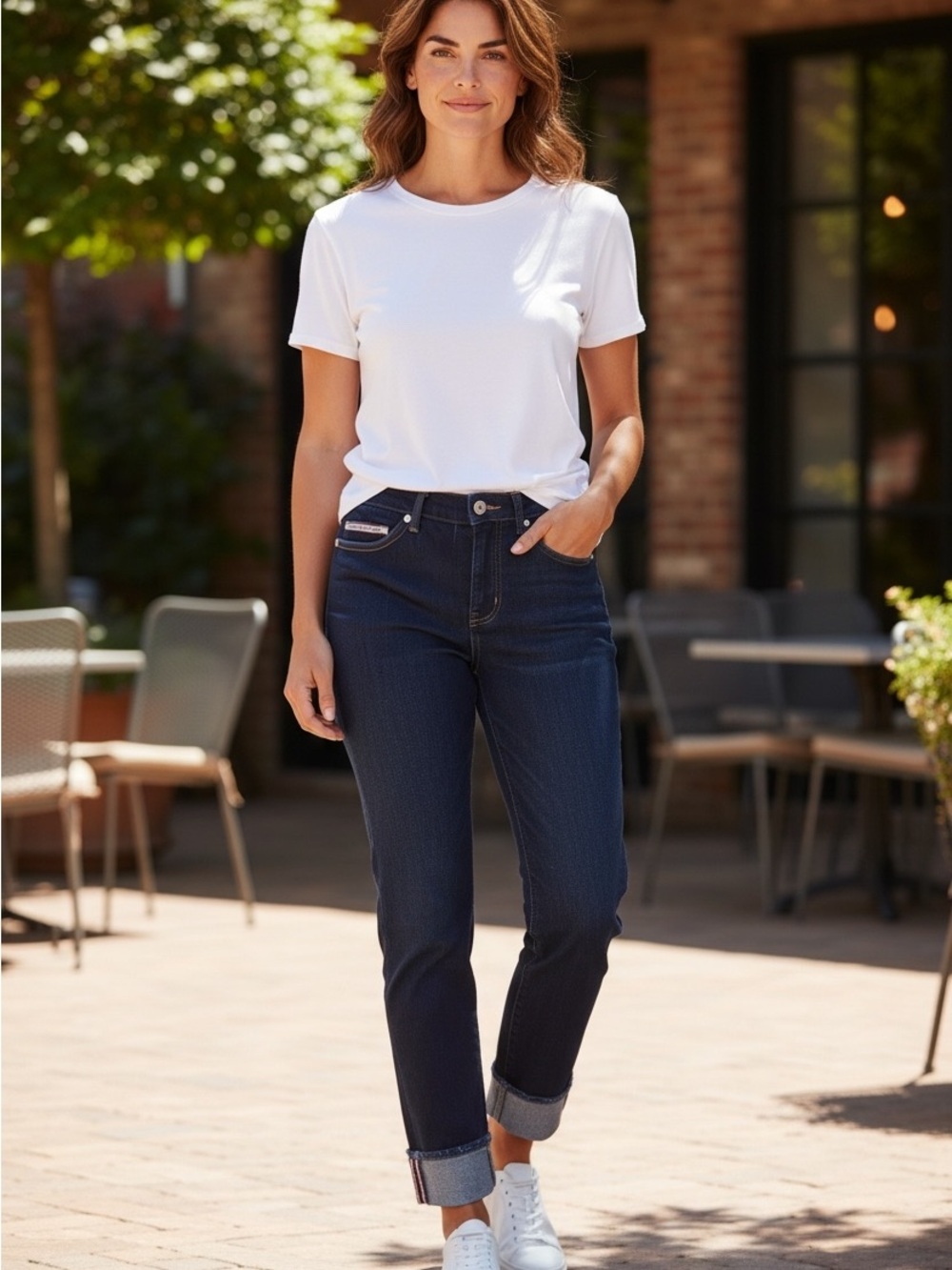 Tommy Hilfiger Dark Blue Cropped High-Rise Jeans